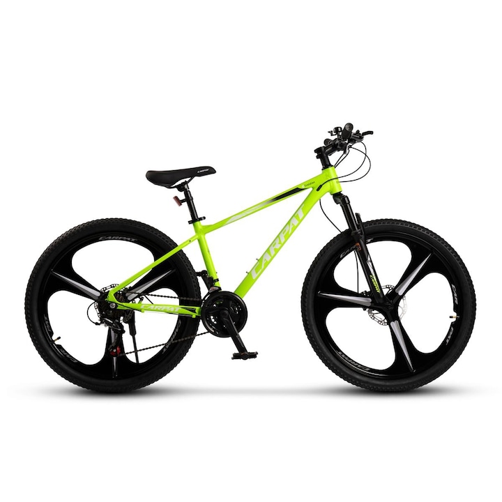 MTB BIKE C26313M GREEN WHITE 26", Shimano Tourney 7 sebességes hátsó váltó, 21 sebességes szekvenciális váltókarok, 3 küllős magnézium felnik