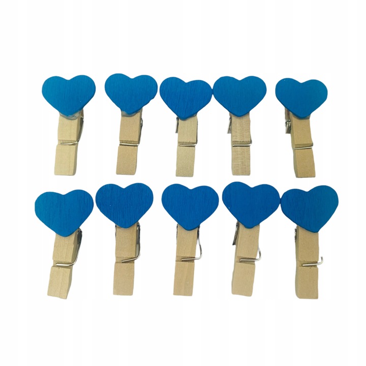 Комплект от 10 дървени декоративни щипки във формата на сърца, DIYQueen, цветни, 3.5x1.9x0.7cm