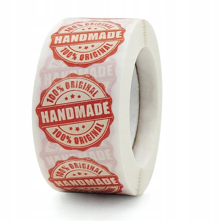 Set 500 etichete autoadezive Handmade 100% 25mm, rosii