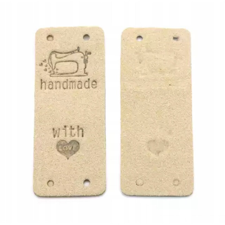 Eticheta realizata manual, 6 bucati 5cm x 2cm bej