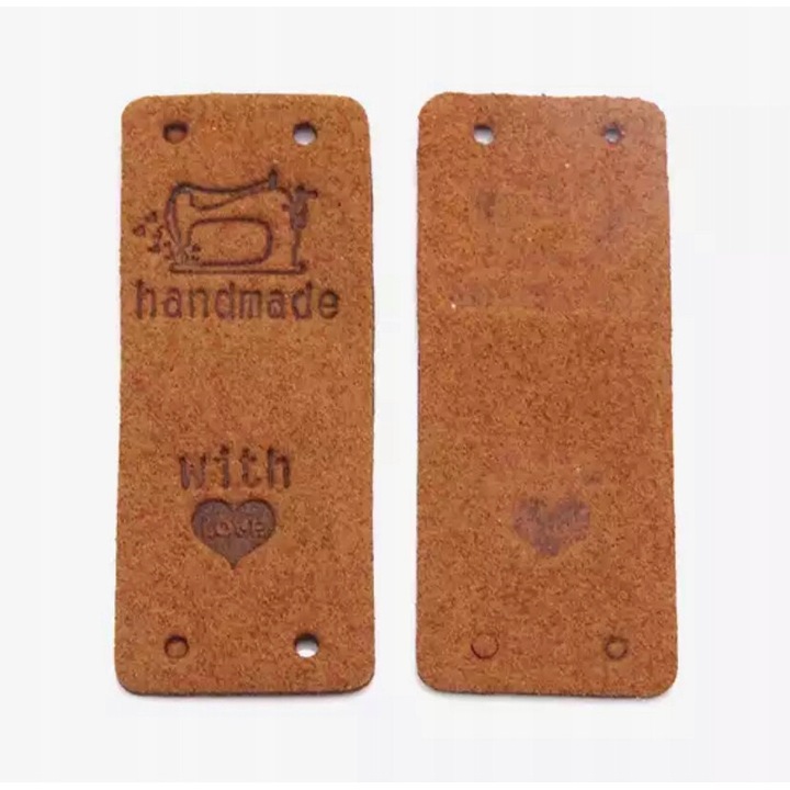 Etichete din microfibra DIYQueen, set 6 buc, 2x5cm, culoare maro