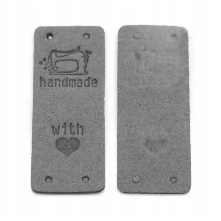 Eticheta realizata manual, 6 buc, 5cm x 2cm, gri