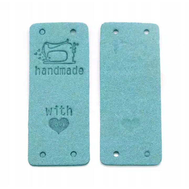 Ръчно изработен етикет, 6 бр., 5 см x 2 см, син