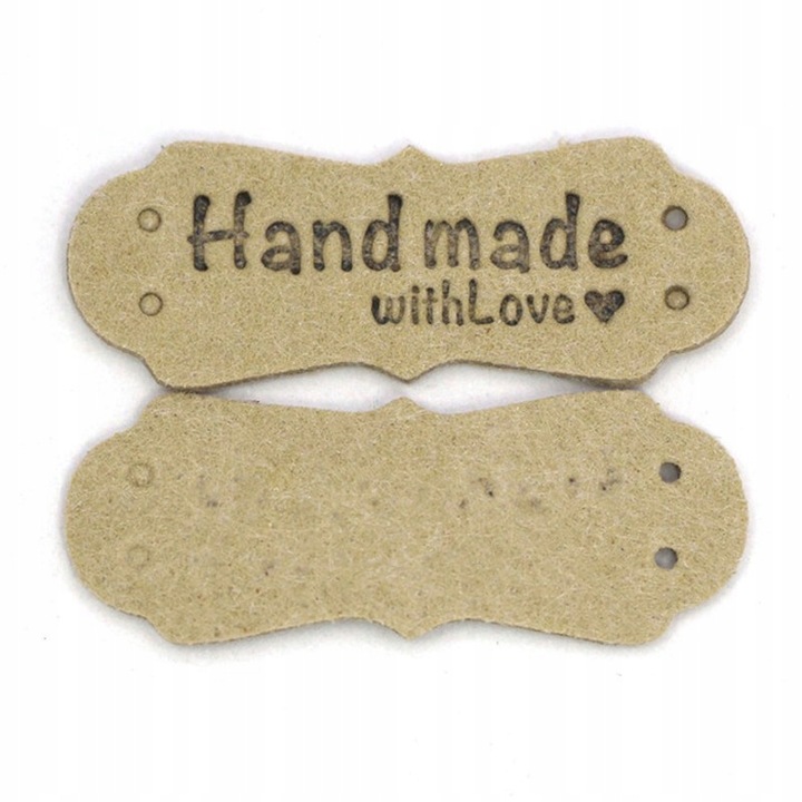 Eticheta lucrata manual cu insert eticheta dragoste, 5 buc, bej, 4x2 cm