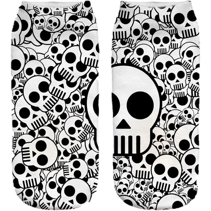 Rövid, mintás sportzokni, 36-40-es méret, Black Skull