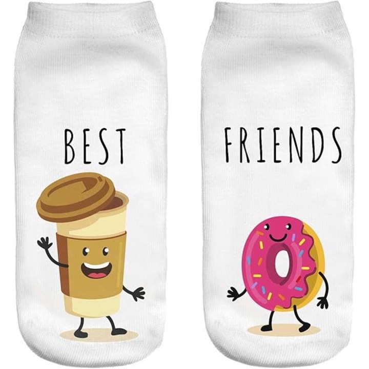 Rövid, feliratos sportzokni, 36-40-es méret, Coffee+Donut