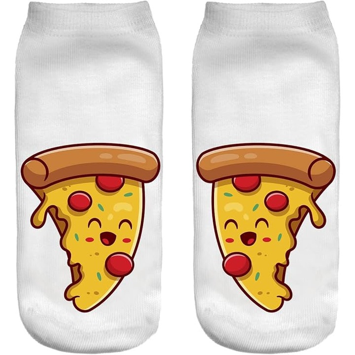 Rövid, mintás sportzokni, 36-40-es méret, Pizza Smile