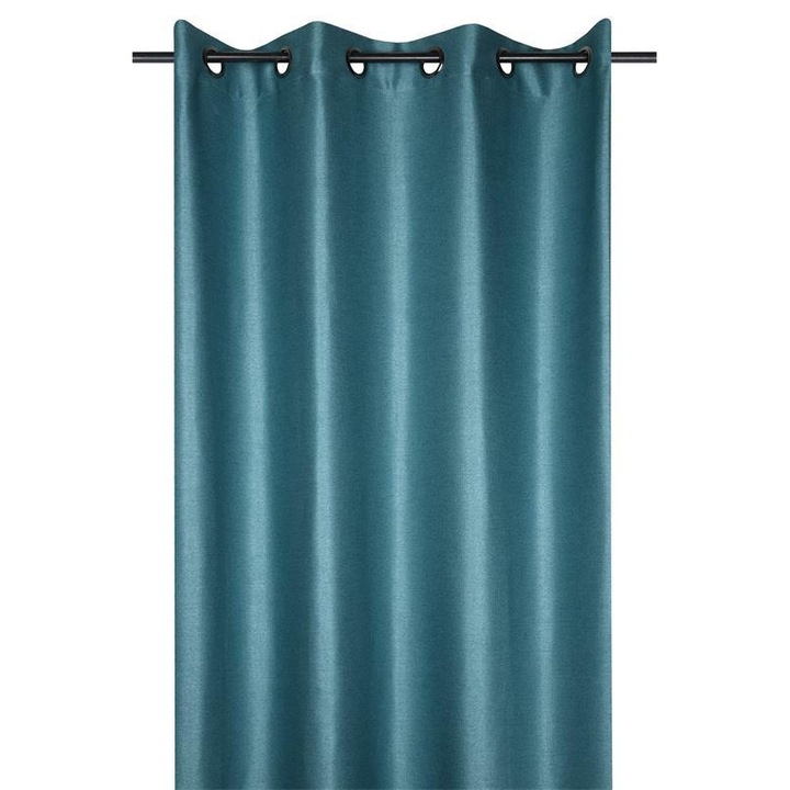 Завеса с халки, плат, Едимбург, 260X140 см, ефирна и лека материя, за хол/спалня/кухня/детска стая, полупрозрачна, може да се пере в пералня, R6B382005, платно/полиестер, синьо