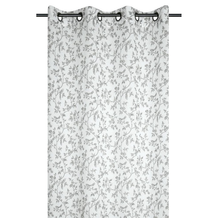 Завеса с халки, плат, Clarine, 260X140 см, ефирна и лека материя, за хол/спалня/кухня/детска стая, полупрозрачна, може да се пере в пералня, платно/полиестер, кремава