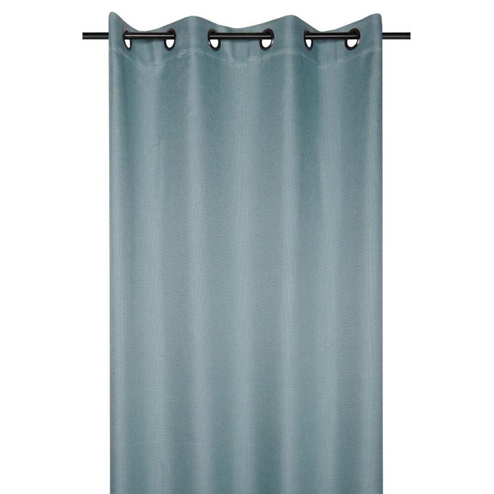 Perdea Cu Inele, Stof, Copenhague, 260X140 Cm, Tesatura Aerisita Si Usoara, Pentru Camera De Zi/Dormitor/ Bucatarie/Camera Copiilor, Semitransparenta, Compatibil Masina Spalat Rufe, Panza/Poliester, Albastru