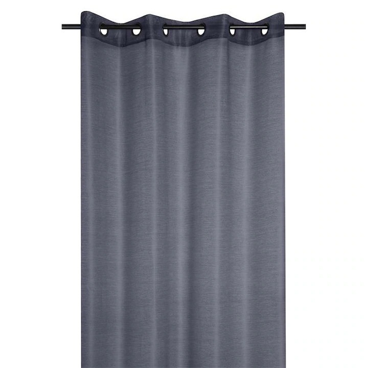 Perdea Cu Inele, Stof, Linwood, 260X140 Cm, Tesatura Aerisita Si Usoara, Pentru Camera De Zi/Dormitor/ Bucatarie/Camera Copiilor, Semitransparenta, Compatibil Masina Spalat Rufe, Panza/Poliester, Gri