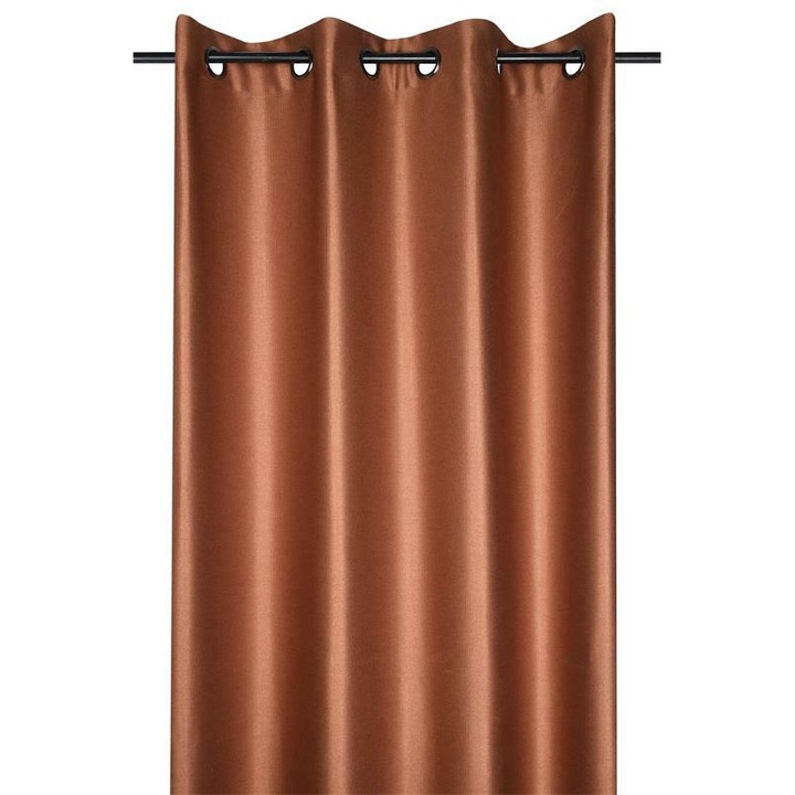 Függöny gyűrűkkel, Szövet, Edinburgh, 260X140 Cm, Levegős és Világos szövet, Nappaliba/Hálószobába/Konyhába/Gyerekszobába, Félig átlátszó, Mosógépben mosható, Vászon/poliészter, Narancssárga