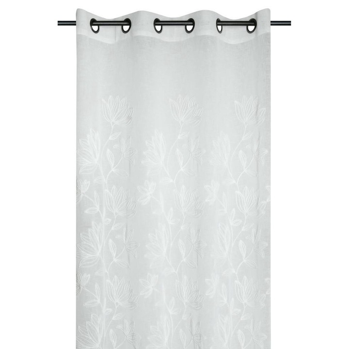Завеса с халки, плат, Bibury, 260X140 см, ефирна и лека материя, за хол/спалня/кухня/детска стая, полупрозрачна, може да се пере в пералня, платно/полиестер, бяла