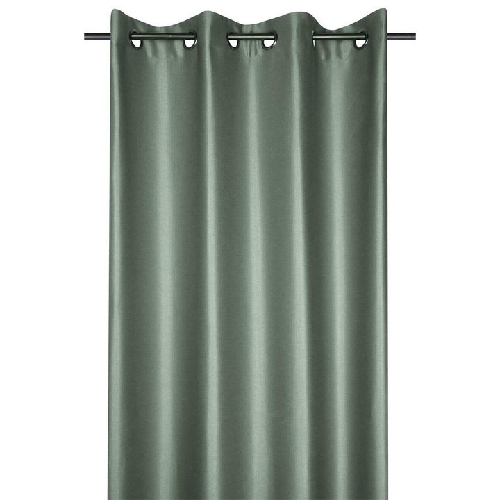 Завеса с халки, плат, Едимбург, 260X140 см, ефирна и лека материя, за хол/спалня/кухня/детска стая, полупрозрачна, може да се пере в пералня, R6B382004, платно/полиестер, зелено