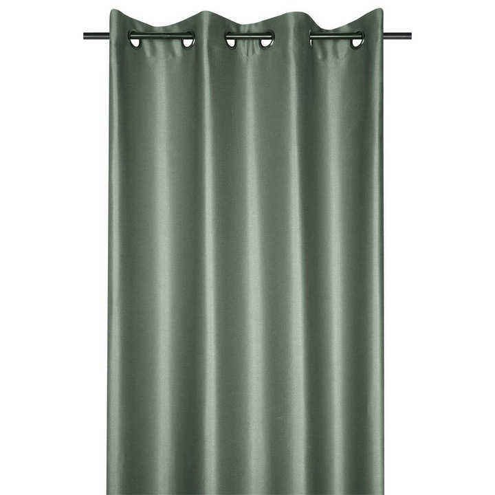 Függöny gyűrűkkel, Szövet, Edimbourg, 260X140 Cm, Levegős és Világos szövet, Nappaliba/Hálószobába/Konyhába/Gyermekszobába, Félig átlátszó, Mosógéppel kompatibilis, R6B382004, Vászon/poliészter, Zöld