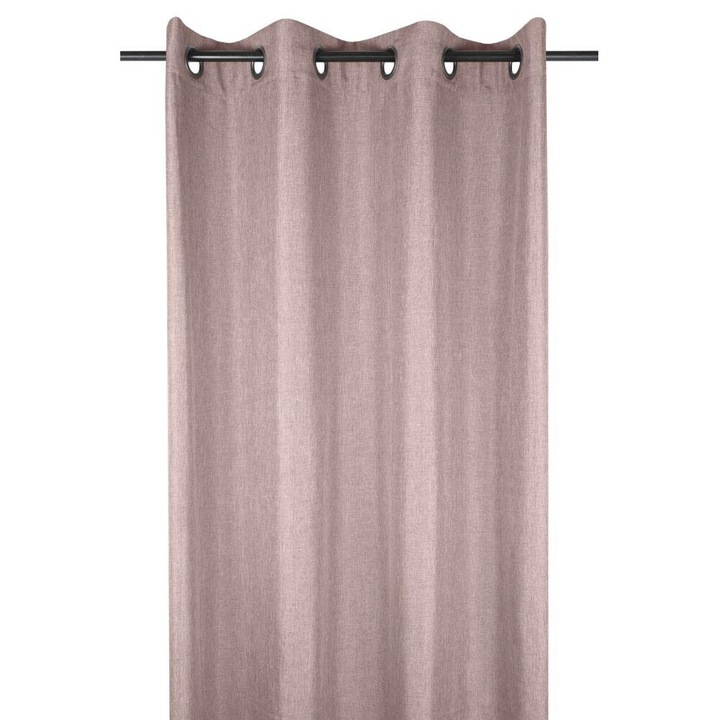 Завеса с халки, плат, Bea, 260X140 см, ефирна и лека материя, за хол/спалня/кухня/детска стая, полупрозрачна, може да се пере в пералня, платно/полиестер, розова