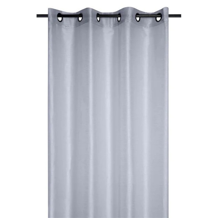 Perdea Cu Inele, Stof, Linwood, 260X140 Cm, Tesatura Aerisita Si Usoara, Pentru Camera De Zi/Dormitor/ Bucatarie/Camera Copiilor, Semitransparenta, Compatibil Masina Spalat Rufe, Panza/Poliester, Argintiu