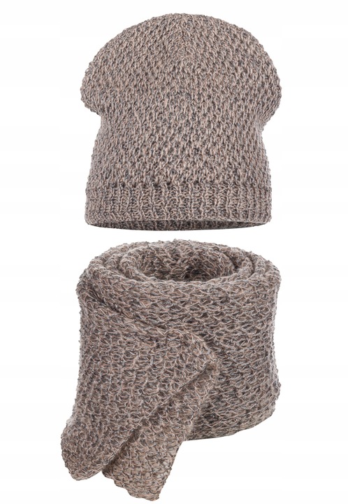 Set caciula beanie si sal, Majka, 30% mohair, roz deschis, dimensiuni caciula 22x24cm, dimensiuni sal 180x35cm