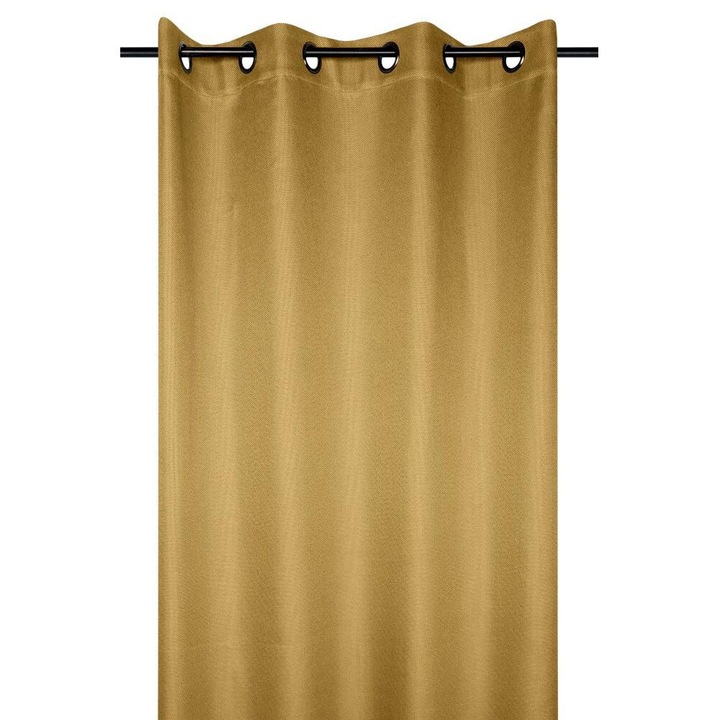 Függöny gyűrűkkel, Stof, Koppenhága, 260X140 cm, szellős és világos szövet, nappaliba/hálószobába/konyhába/gyerekszobába, félig átlátszó, mosógéppel kompatibilis, vászon/poliészter, sárga