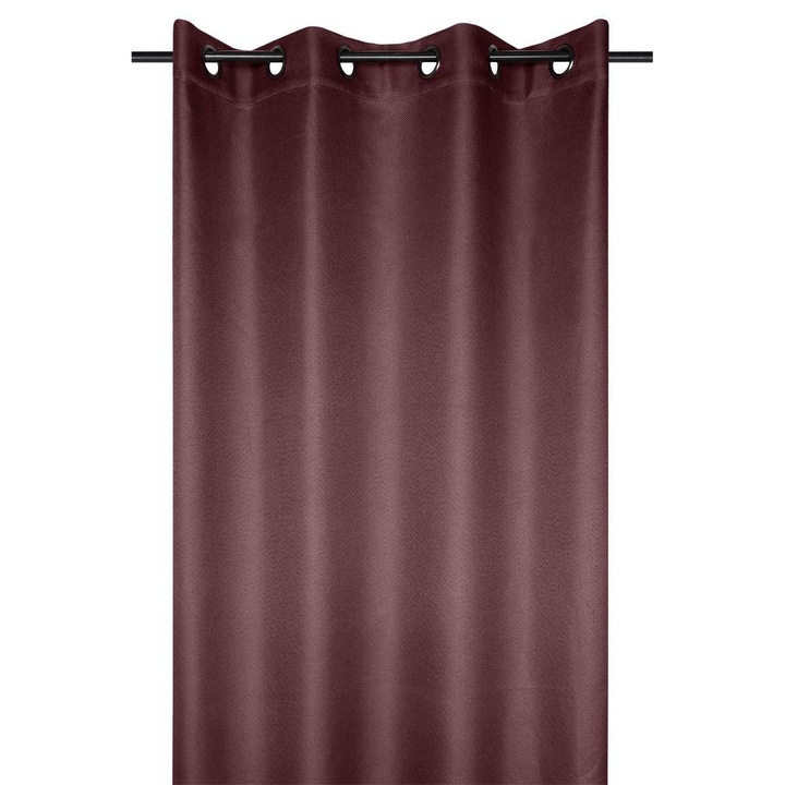 Függöny gyűrűkkel, Stof, Koppenhága, 260X140 cm, szellős és világos szövet, nappaliba/hálószobába/konyhába/gyerekszobába, félig átlátszó, mosógéppel kompatibilis, vászon/poliészter, piros