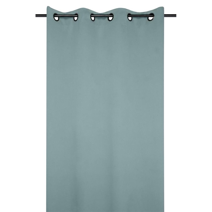 Завеса с халки, плат, Notte, 250X135 см, ефирна и лека материя, за хол/спалня/кухня/детска стая, полупрозрачна, може да се пере в пералня, R61840025, платно/полиестер, синьо