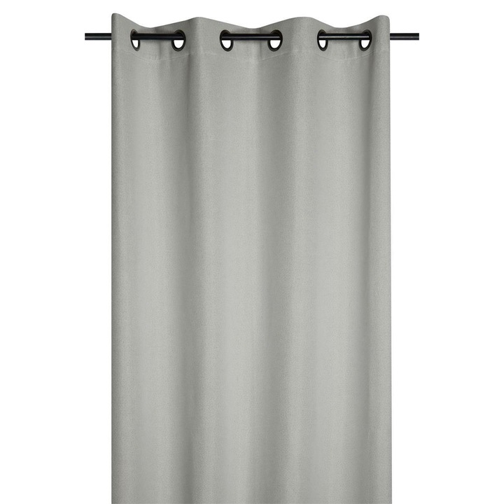 Завеса с халки, плат, Портланд, 260X140 см, ефирна и лека материя, за хол/спалня/кухня/детска стая, полупрозрачна, може да се пере в пералня, R6C814005, платно/полиестер, сива
