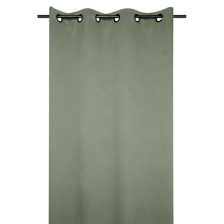 Függöny gyűrűkkel, szövet, Notte, 250X135 cm, levegős és világos szövet, nappaliba/hálószobába/konyhába/gyerekszobába, félig átlátszó, mosógéppel kompatibilis, R61840024, vászon/poliészter, zöld