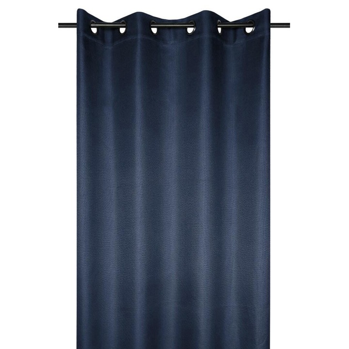 Завеса с халки, плат, Копенхаген, 260X140 см, ефирна и лека материя, за хол/спалня/кухня/детска стая, полупрозрачна, може да се пере в пералня, R68937015, платно/полиестер, синьо
