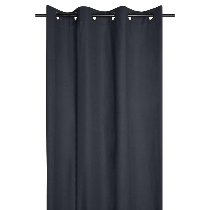 Завеса с халки, плат, дуо, 240X135 см, ефирна и лека материя, за хол/спалня/кухня/детска стая, полупрозрачна, може да се пере в пералня, платно/памук, сива