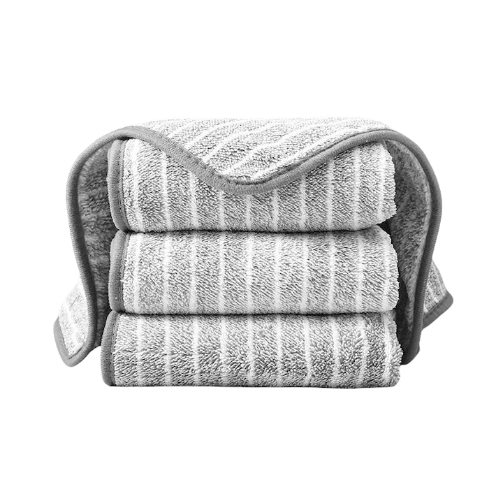 Set 10 lavete de curatare din microfibra si fleece, 30x30cm, gri, rezistente la ulei