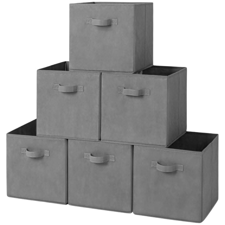 Set 6 Cutii pentru Organizare si Depozitare MONDESA®, 28x27x27 cm, Pliabile si Multi-Functionale pentru Stocare Jucarii, Haine, Accesorii, Perfecte pentru Casa si Birou