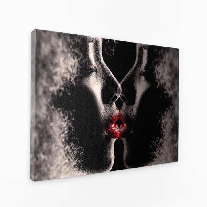 Картина на платно - Целувка на любовта Природа Целувка жерави Двойка - 30x50 см