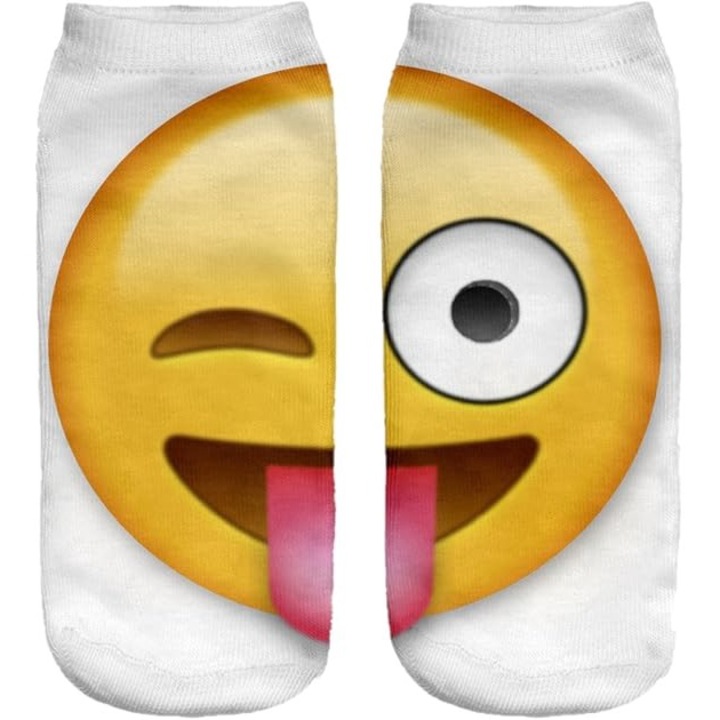 Rövid, mintás sportzokni, 36-40-es méret, Emoji Tongue