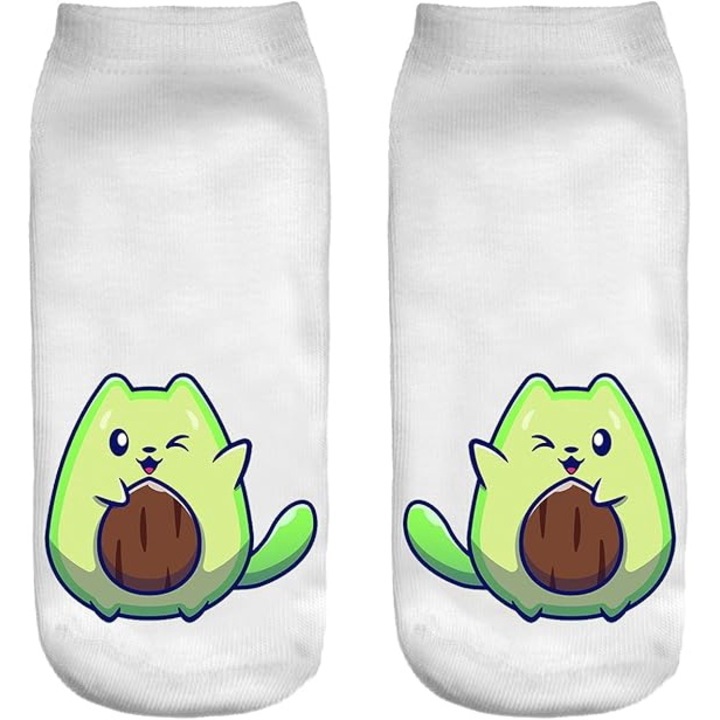 Rövid, mintás sportzokni, 36-40-es méret, Avocado