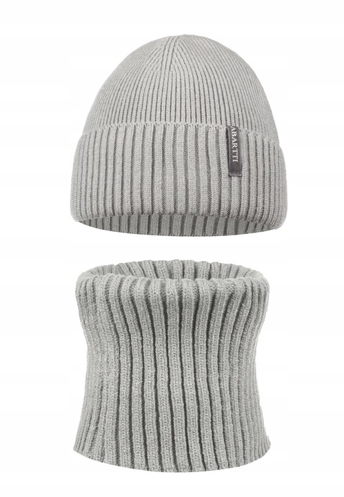 Set barbati, LaBartti, caciula beanie + fular, gri deschis, universal, 24x22cm, 29cm