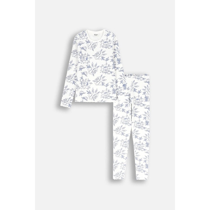 Coccodrillo gyerek pizsama, szett, virágmintás, ekrü, poliészter, 104 CM