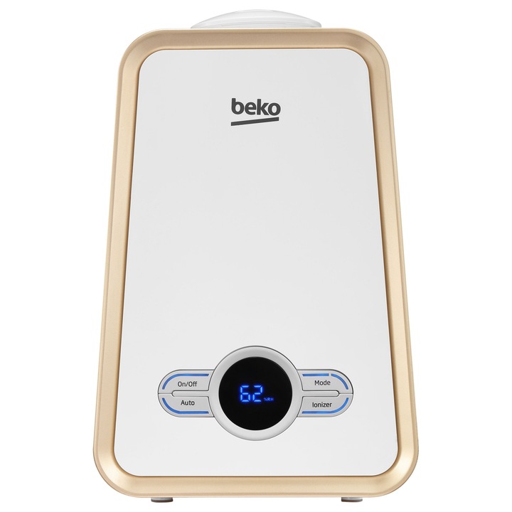 Овлажнител за въздух Beko ATH7120 с ултразвук, Резервоар 3 л, 250 мл/час, Сензор за влажност, Йонизация, Цифров дисплей