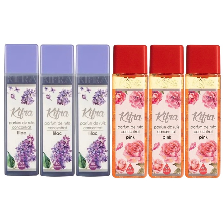 Kifra Mosóparfüm válogatás készlet, 6 db, 3 x Lilac 200 ml 80 mosás, 3 x Magnolia 200 ml 80 mosás, gyors és hatékony, bőrgyógyászatilag tesztelt, hosszan tartó frissesség, eltünteti a kellemetlen szagokat, mélytisztító hatású, kellemes illatú