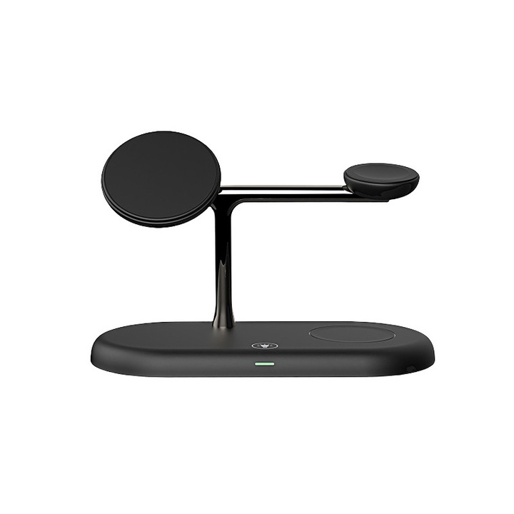 Vezeték nélküli töltő iPhone 16/15/14/13/12 Pro Max töltőpad 4 az 1-ben töltőállvány, kompatibilis a Magsafe vezeték nélküli töltővel, 15 W-os indukciós 4 az 1-ben gyorstöltéssel, Apple iWatch Ultra AirPods-szal