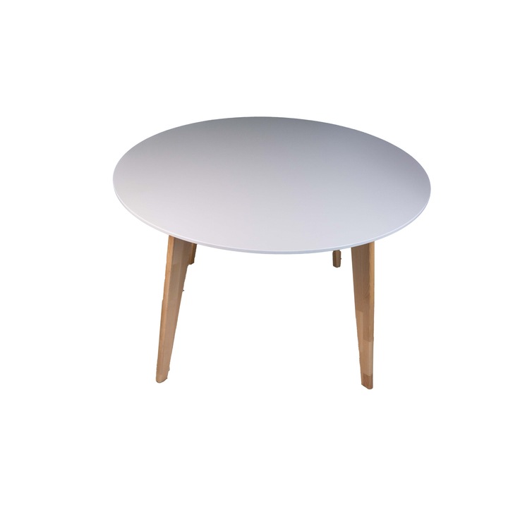 Masa rotunda din MDF vopsit cu picioare din lemn fag diametru 100 cm