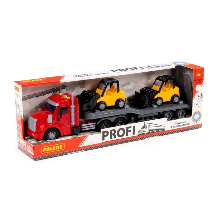 Masinuta Polesie, camion cu remorca, cu lumini si sunete, inclusiv cilindru si incarcator, multicolor