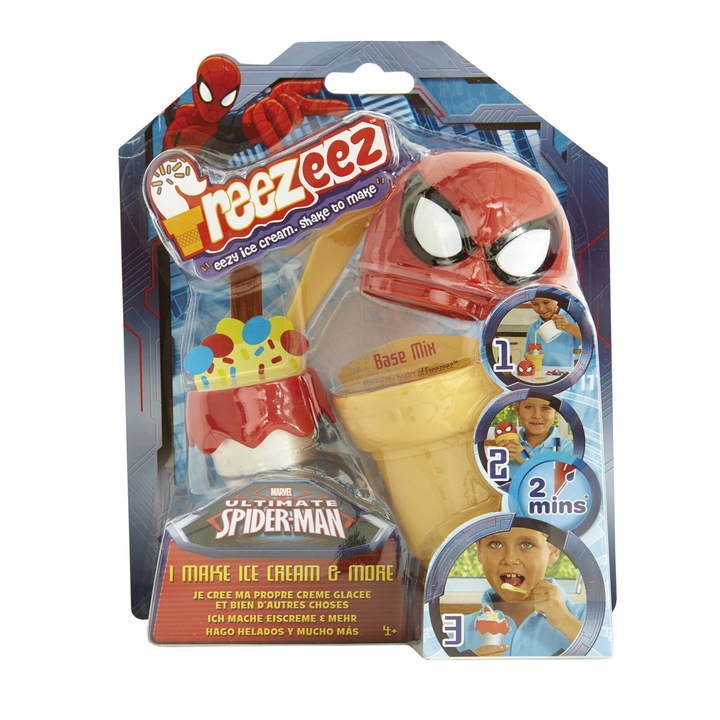 Spiderman fagylalt és sorbet gép, Worldsapart, csészével, fedéllel, tölcsérrel, kanállal, 21x9x24cm, 4 év