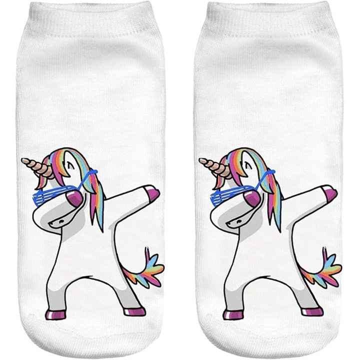 Rövid, mintás sportzokni, 36-40-es méret, Unicorn star