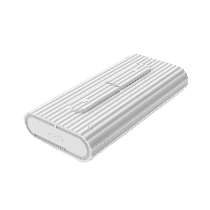 Fogselyem pálcikák, 10 db, automata fogselyem doboz, könnyen hordozható, fehér