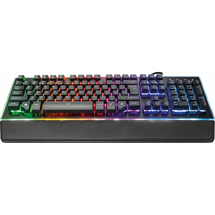 Trust Thura GXT 860 Félmechanikus gaming billentyűzet, LED, Nemzetközi kiosztás, Fekete