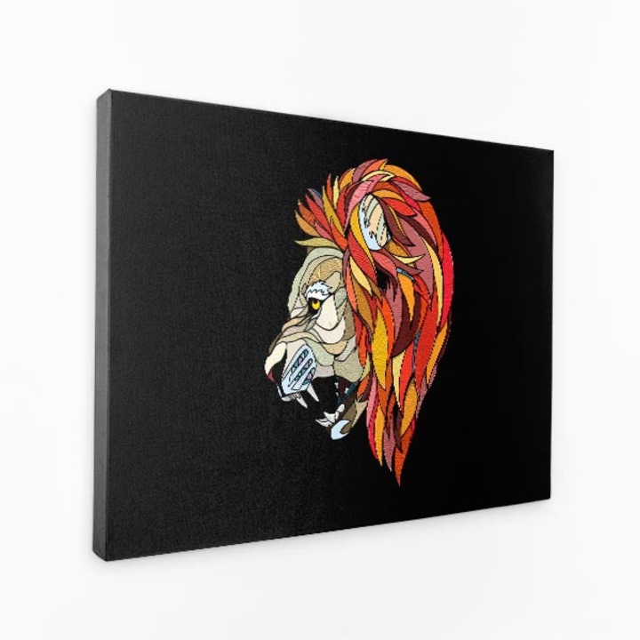 Картина на платно - Огнена лъвова грива, цветна - 100x70 см