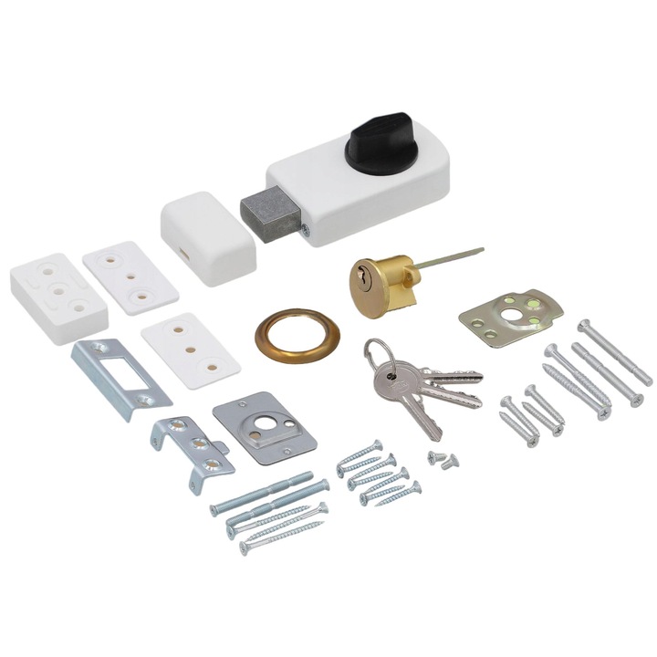 Zavor Kotarbau, 95x55x22.5mm, alb, din otel, pentru usi si porti