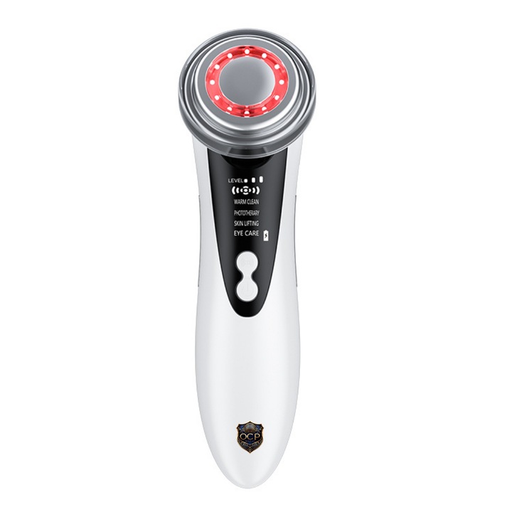 Aparat Multifunctional 5 in 1 pentru ingrijire faciala OCP Technology®, Lifting, Regenerare ten, Reducerea ridurilor, Terapie LED, Vibratii calde, Ioni negativi si EMS, Elimina petele