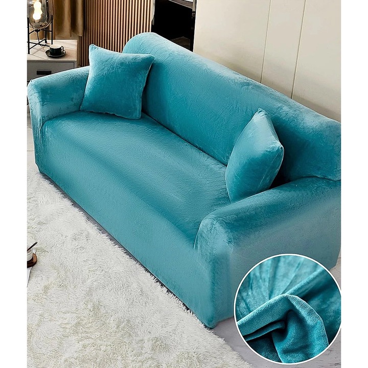 Husa de Catifea pentru Canapea 3 Locuri Turquaz