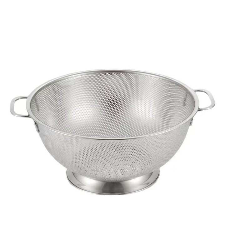 ComResi® сито от неръждаема стомана, 28.5x13.2cm, с дръжки, за отцеждане на зеленчуци и паста, сребристо, 1 бр.